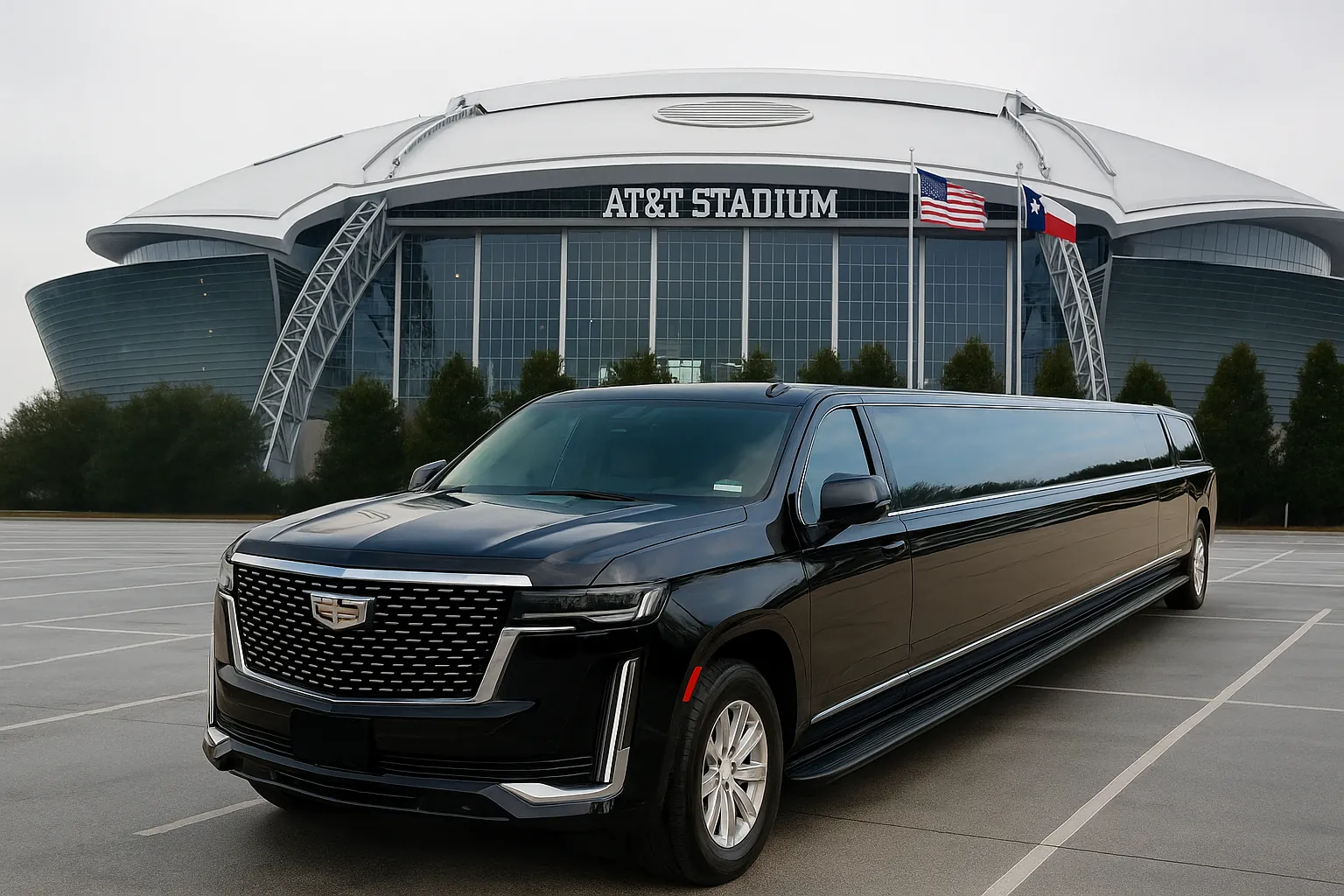 18-passenger stretch Cadillac Escalade limousine for formal events and weddings in DFW