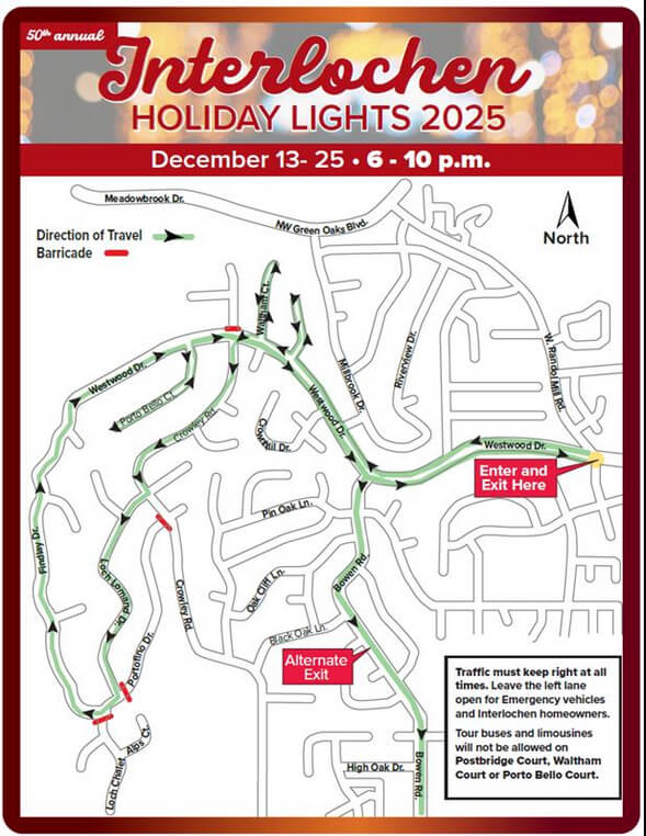 Lake Interlochen neighborhood route map