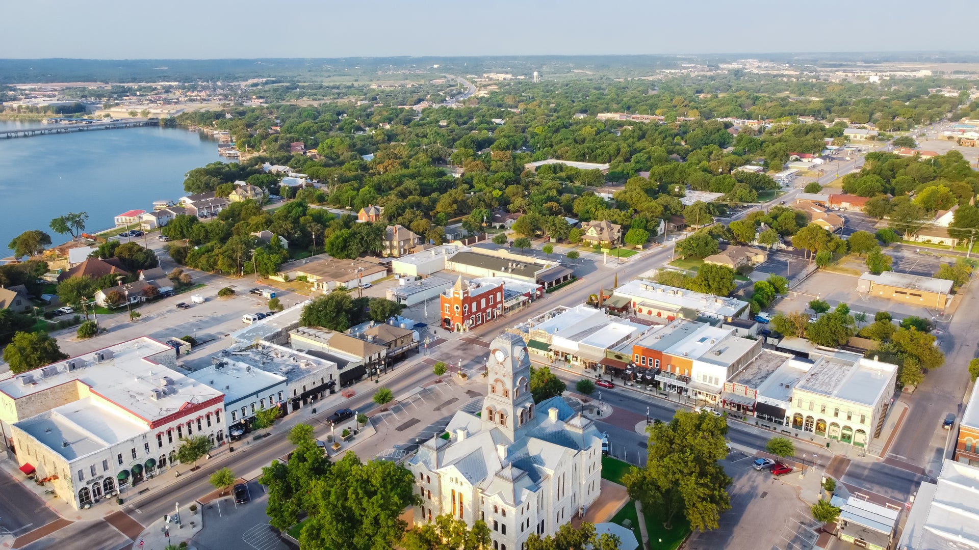Granbury Square aerial view representing Hood County chauffeur service coverage