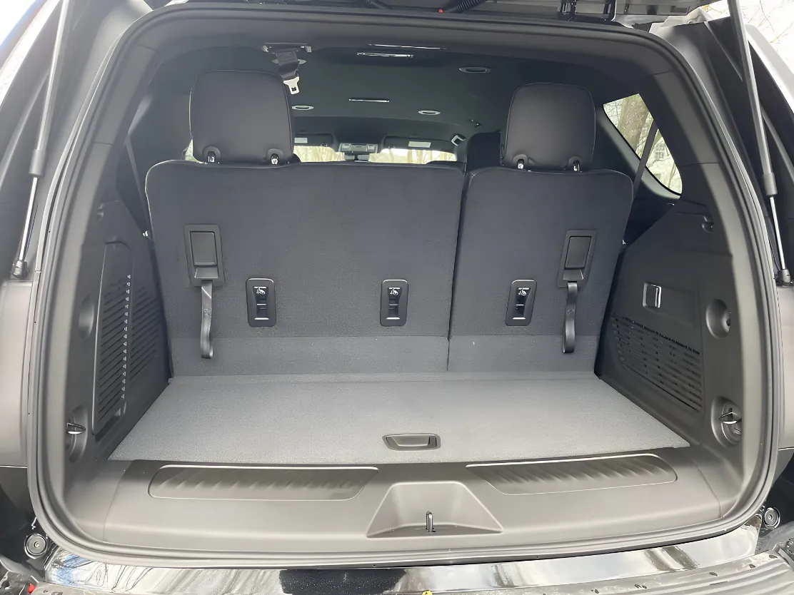 Spacious SUV trunk loaded with luggage for corporate hotel transport from Grand Prairie TX